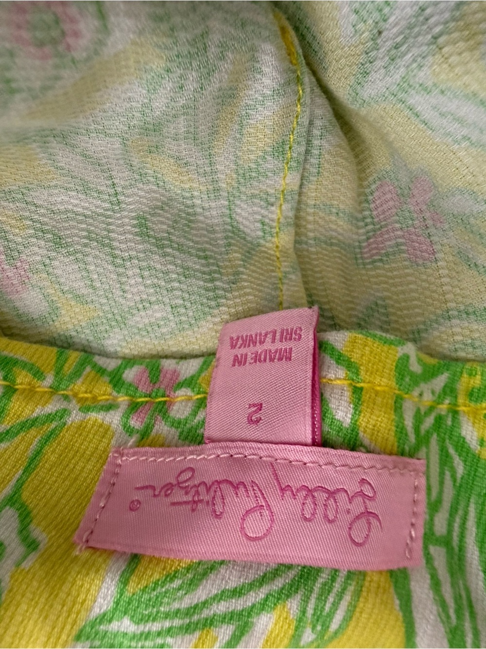 Lilly Pulitzer Liza Short in Sweet Tart Crazy Cat House Sz 2 Lime Yellow Crochet - Picture 5 of 7